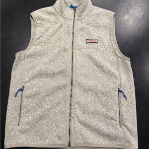 Vineyard Vines Gray Vest with Blue Trim